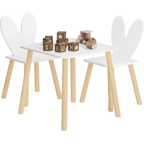 Table Et 2 Chaises Pour Enfants En Mdf + Bois Massif Blanc