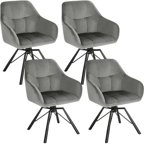 Lot De 4 Chaise Pivotante à 360°. Chaise Salle à Manger Scandinave. En Velours. Gris Foncé
