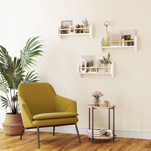 Lot De 3 Bibliothèque Pour Enfant En Pin+mdf.étagère Murale Avec 3 Tablettes.blanc