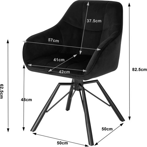 Chaise Pivotante à 360°. Chaise Salle à Manger Scandinave. Fauteuil De Cuisine En Velours. Noir