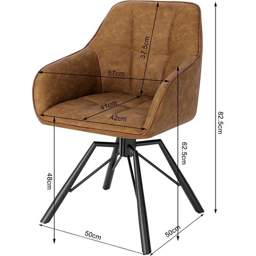 Chaise Pivotante à 360°. Lot De 4. Chaise Salle à Manger En Faux Cuir Vintage. Marrone Clair