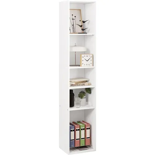 Bibliothèque Étagère. Colonne Avec 5 Casiers Ouverts. 30x26x151cm. Blanc