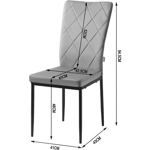 Lot De 4 Chaises Salle à Manger. Chaise De Cuisine En Velours.pieds En Métal. Gris Foncé