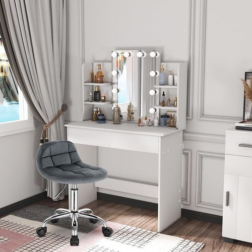 Tabouret De Bureau Pivotante à Roulettes Gris Foncé
