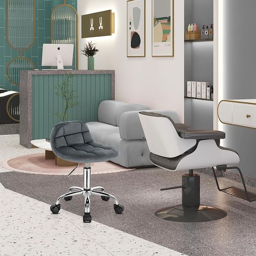 Tabouret De Bureau Pivotante à Roulettes Gris Foncé