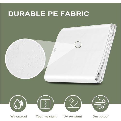 Bâche Protection Avec Oeillets,4x5m,pe 140 G/m²,imperméable Anti-uv,résistante Aux Déchirures,blanc