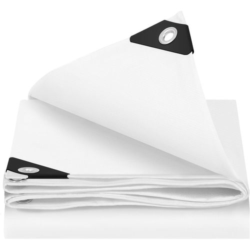Bâche Protection Avec Oeillets,4x5m,pe 140 G/m²,imperméable Anti-uv,résistante Aux Déchirures,blanc