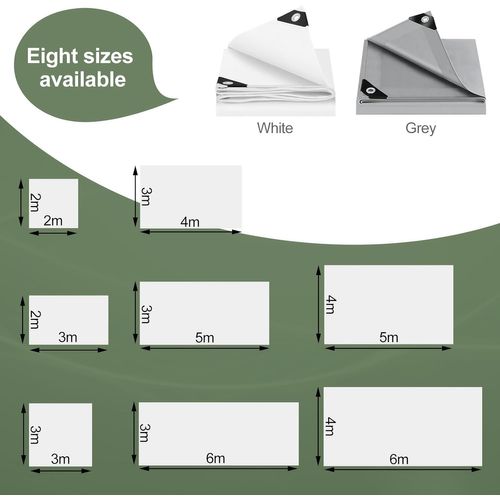 Bâche Protection Avec Oeillets,4x5m,pe 140 G/m²,imperméable Anti-uv,résistante Aux Déchirures,blanc