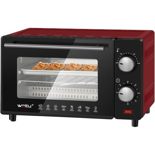 Mini Four Électrique 10l-petit Four Avec 4 Modes De Cuisson-100-230℃-minuterie 0-60 Min-650w-rouge