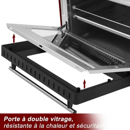 Mini Four Électrique 10l-petit Four Avec 4 Modes De Cuisson-100-230℃-minuterie 0-60 Min-650w-rouge