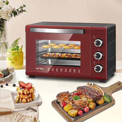 Mini Four 28  1600 W-100-230°c- Minuterie 0-60 Min- 3 Modes De Cuisine - Rouge+noir