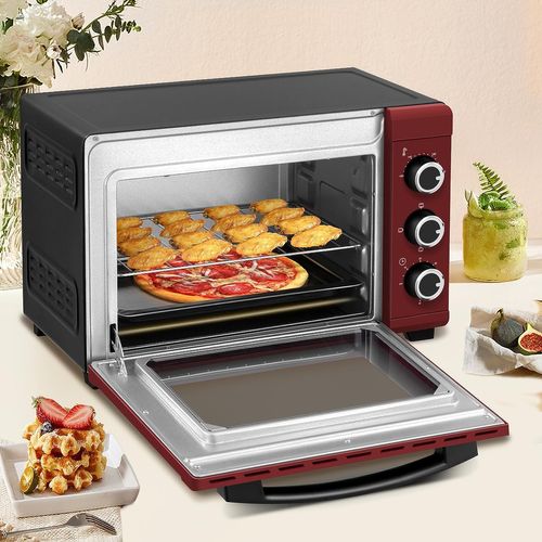 Mini Four 28  1600 W-100-230°c- Minuterie 0-60 Min- 3 Modes De Cuisine - Rouge+noir