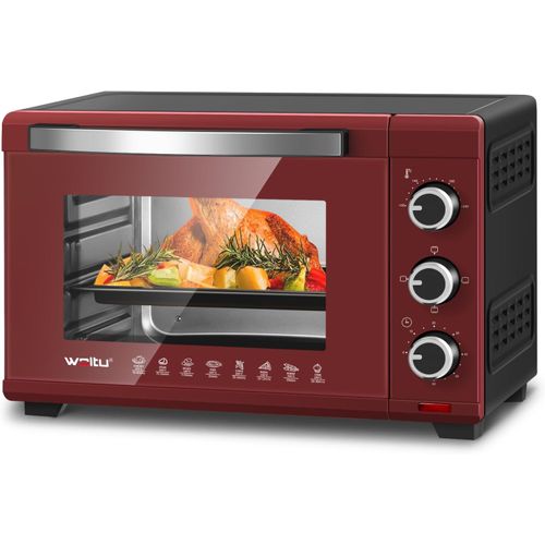 Mini Four 28  1600 W-100-230°c- Minuterie 0-60 Min- 3 Modes De Cuisine - Rouge+noir