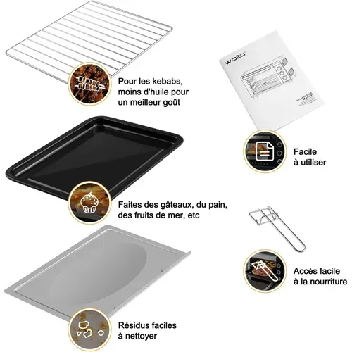 Mini Four 28l - 1600 W-100-230°c-Minuterie 0-60 Min- 3 Modes -Noir