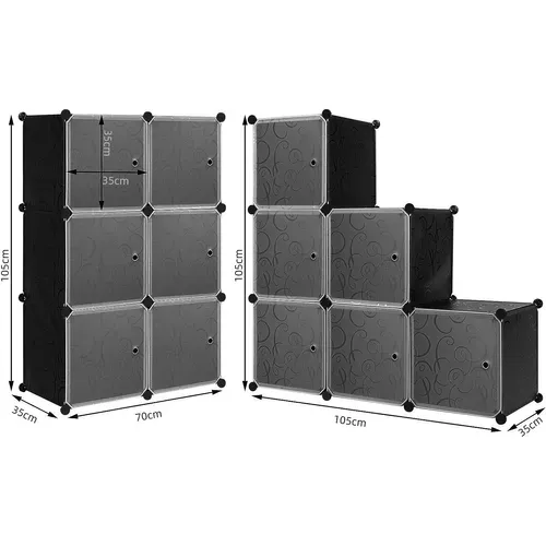 Armoire De Rangement Plastique - Meuble De Rangement Modulable - 6 Casiers - Noir