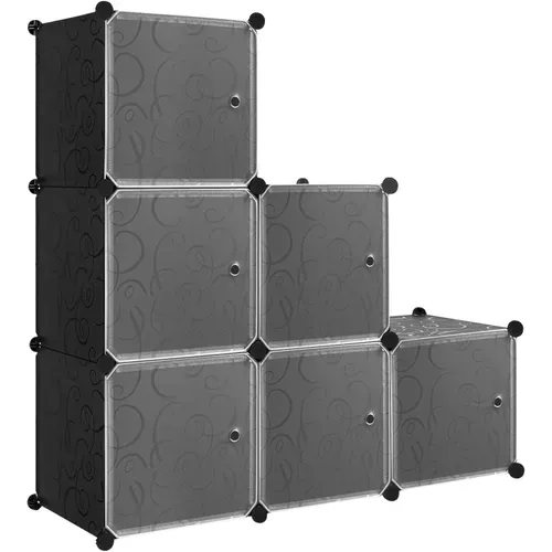 Armoire De Rangement Plastique - Meuble De Rangement Modulable - 6 Casiers - Noir