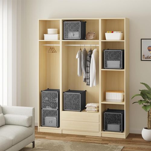 Armoire De Rangement Plastique - Meuble De Rangement Modulable - 6 Casiers - Noir