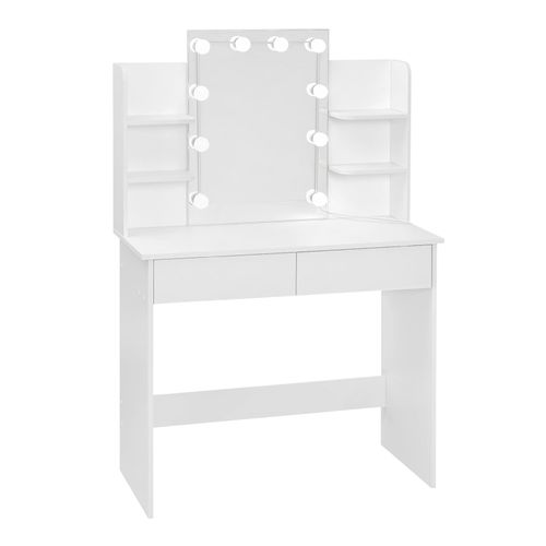 Coiffeuse Avec Miroir LED à Luminosité Réglable. Table De Maquillage. 40 X 90 X 135cm. Blanc