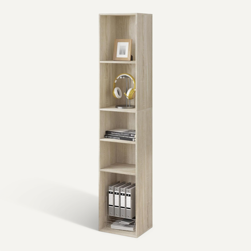 Bibliothèque Étagère. Colonne Avec 5 Casiers Ouverts. 30x26x151cm. Chêne Clair