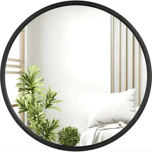 Miroir Rond Mural.cadre En Métal Noir.miroir Décoratif Pour Salle De Bain/chambre/salon/ 60x60cm