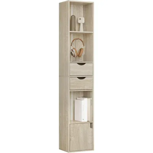 Bibliothèque Étagère. Colonne Avec 2 Tiroirs et 1 Casier. 30x24x158cm. Chêne Clair