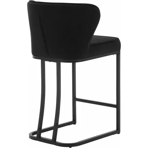 Lot De 4 Tabourets De Bar En Velours-Chaise Ergonomique Pour Cuisine/Salon-Pieds En Métal-Noir