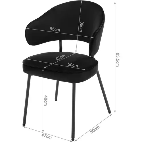 Lot De 4 Chaises Salle à Manger rembourrée En Velours,pieds En Métal,noir.