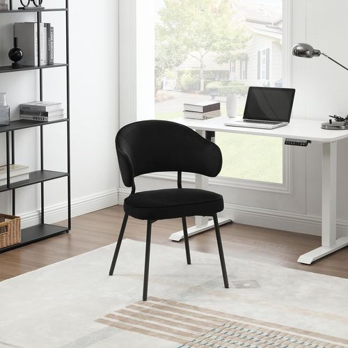 Lot De 4 Chaises Salle à Manger rembourrée En Velours,pieds En Métal,noir.