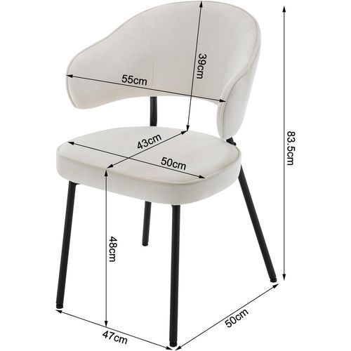 Chaise Salle à Manger rembourrée En Velours,pieds En Métal,crème