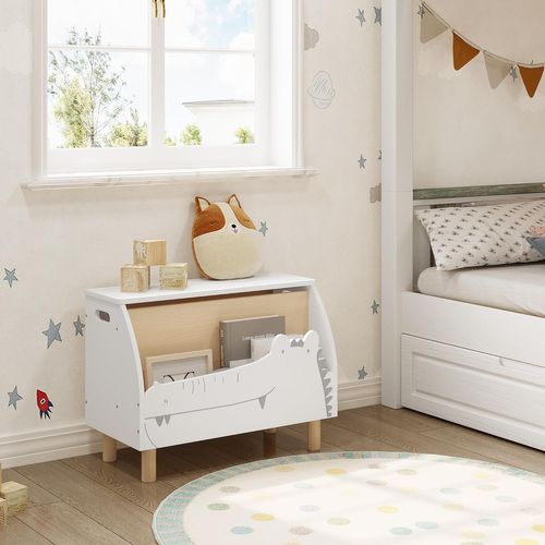 Coffre à Jouet.banc De Rangement Enfant Avec Couvercle.bibliothèque Enfant En Mdf.60x30x44cm.blanc