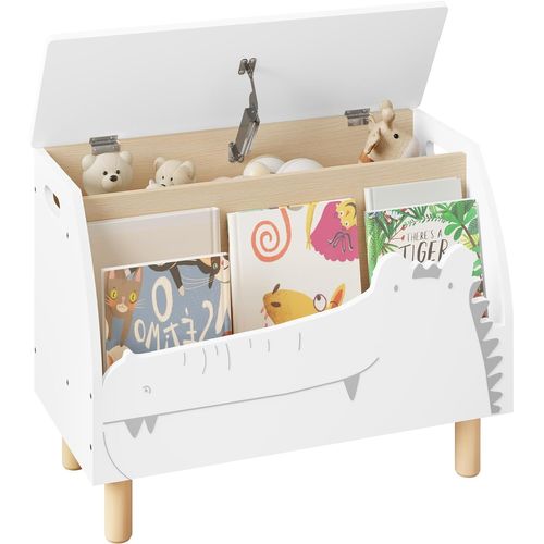 Coffre à Jouet.banc De Rangement Enfant Avec Couvercle.bibliothèque Enfant En Mdf.60x30x44cm.blanc