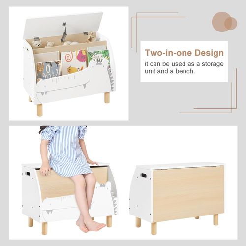 Coffre à Jouet.banc De Rangement Enfant Avec Couvercle.bibliothèque Enfant En Mdf.60x30x44cm.blanc