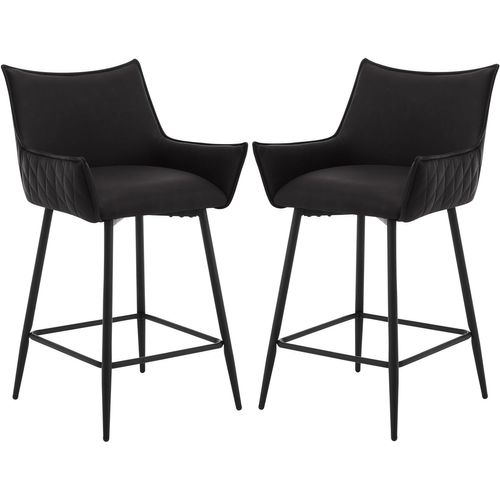 Lot De 2 Tabourets De Bar, Chaise De Salle à Manger En Similicuir Avec Pieds En Métal, Anthracite