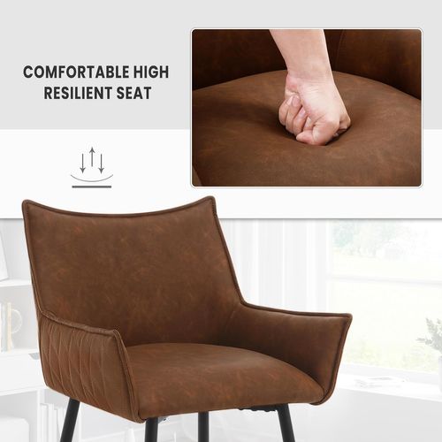 Lot De 6 Tabourets De Bar, Chaise De Salle à Manger En Similicuir Avec Pieds En Métal, Marron