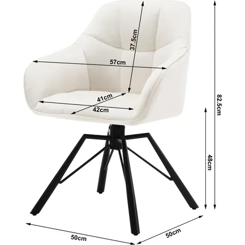 Lot De 6 Chaises Salle à Manger, Pivotante, Scandinave, Rembourrée En Velours, Crème