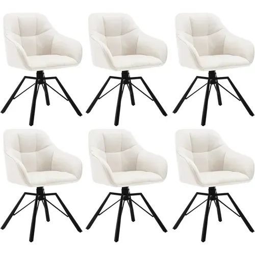 Lot De 6 Chaises Salle à Manger, Pivotante, Scandinave, Rembourrée En Velours, Crème