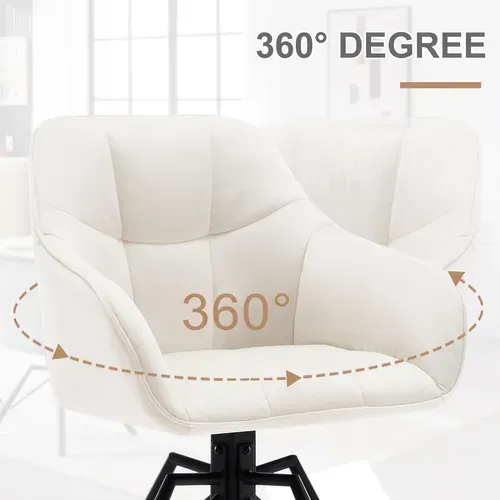 Lot De 6 Chaises Salle à Manger, Pivotante, Scandinave, Rembourrée En Velours, Crème