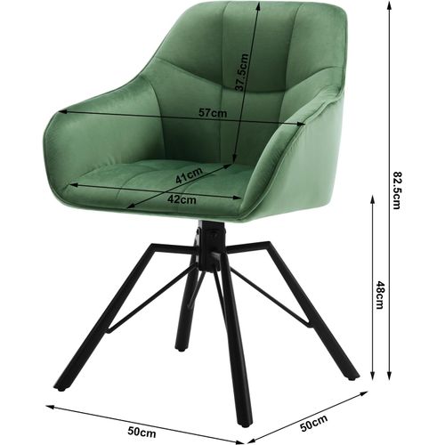 Chaise Salle à Manger, Chaise Cuisine, Pivotante, Scandinave, Rembourrée En Velours, Vert Foncé