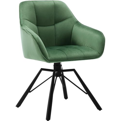 Chaise Salle à Manger, Chaise Cuisine, Pivotante, Scandinave, Rembourrée En Velours, Vert Foncé