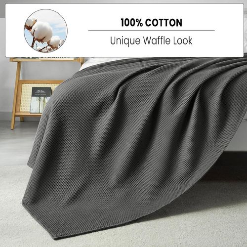 Couvre Lit En 100% Coton.jeté De Canapé.dessus De Lit.couverture Gaufrée Légère.150x200cmgris Foncé