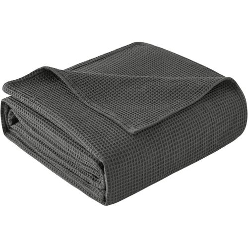Couvre Lit En 100% Coton.jeté De Canapé.dessus De Lit.couverture Gaufrée Légère.150x200cmgris Foncé