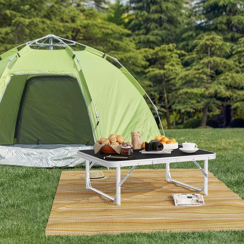 Table Camping Pliable WOLTU - Aluminium Et MDF - 75x55cm - 2 Hauteurs Réglables - Portable 2.68kg