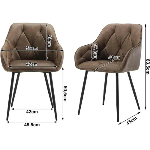 Chaise De Salle à Manger En Simili Cuir. Chaise De Cuisine Avec Dossier+Accoudoirs. Marron Foncé