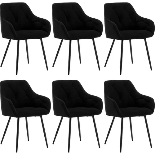Lot De 6 Chaises De Salle à Manger. Chaise De Cuisine En Velours Rembourrée. Pieds En Métal. Noir