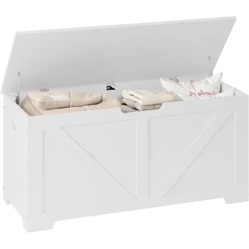 Banc De Rangement 76l Avec 2 Charnières De Sécurité, Blanc