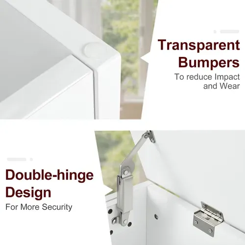 Banc De Rangement 76l Avec 2 Charnières De Sécurité, Blanc