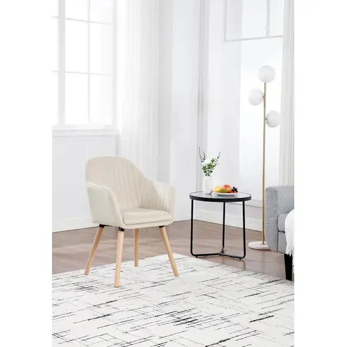 4 x Chaises De Salle à Manger - Chaises De Réception En Velours Et Bois Massif - Crème