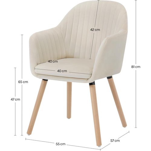 6x Chaises De Salle à Manger - Chaises De Réception En Velours Et Bois Massif - Crème