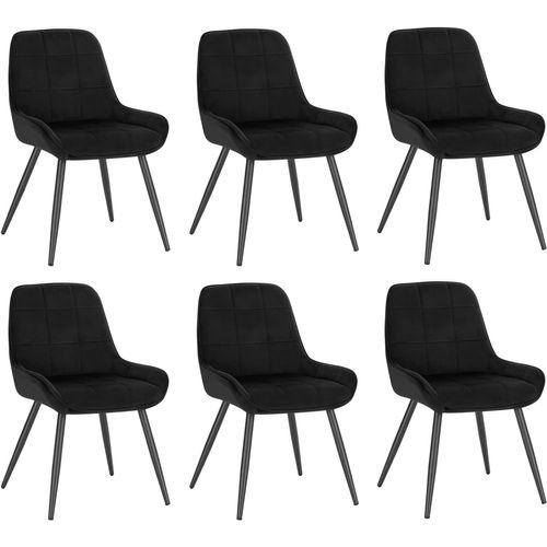 Lot De 6 Chaises De Salle à Manger, Chaises Relaxantes En Velours Ergonomiques Avec Dossier, Noir