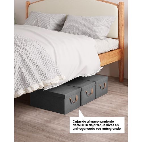 Lot De 3 Boîte De Rangement En Tissu Non Tissé,Coffre De Rangement Avec Couvercle,48x29x20cm,Gris